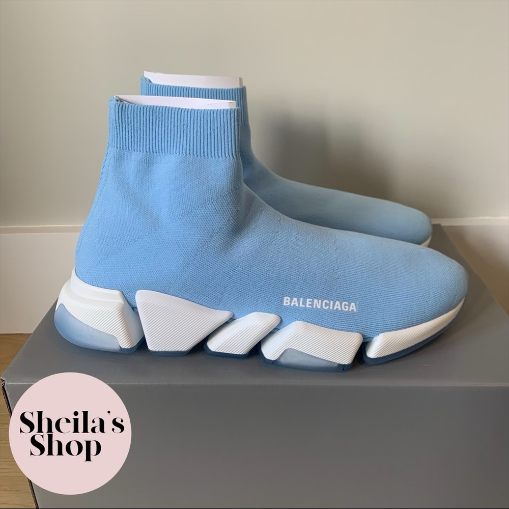 NIB Balenciaga Men’s Speed 2.0 LT Sneakers Blue Size 42 - Picture 4 of 10